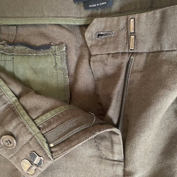 BCBG Dar Green Linen Pants - Size 6 - Picture 3 of 8
